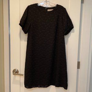 LOFT Short-Sleeve Black Swing Dress (Size S)